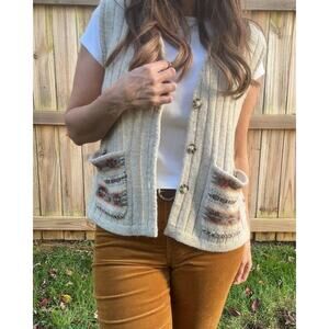 Vintage Eddie Bauer Wool Fair Isle Vest Shetland Knit Made in Hong Kong